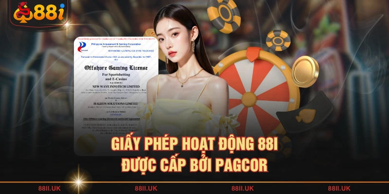 Giấy phép hoạt động 88I được cấp bởi PAGCOR